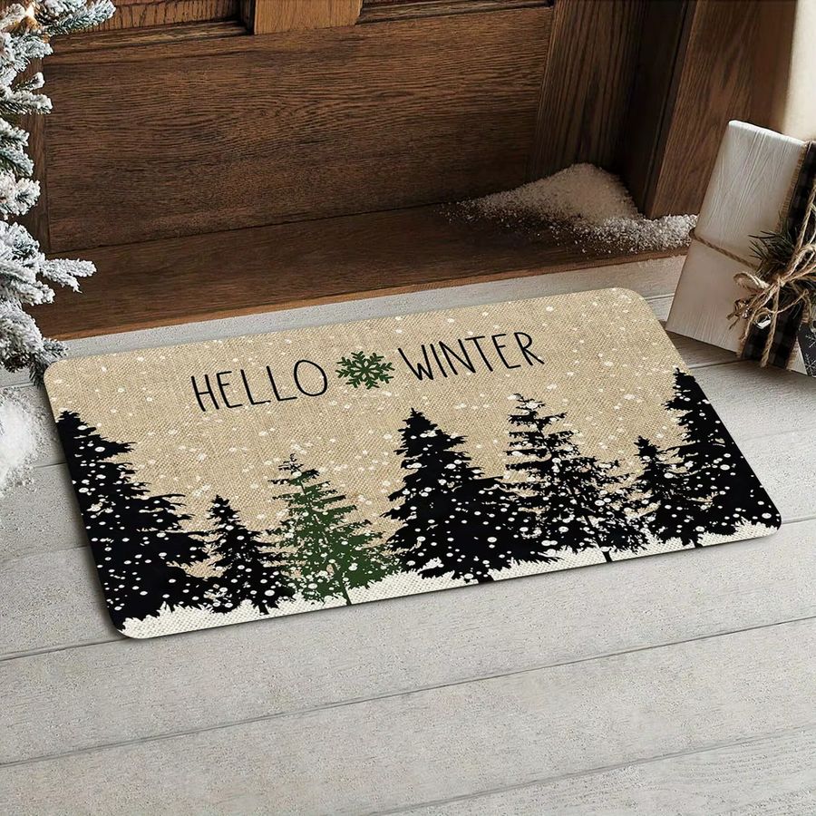 VIKAMA Weihnachtsbaum Willkommens-Fußmatte, weicher und rutschfester Druckteppich für Eingang, Schlafzimmer oder Badezimmer - Bild 3