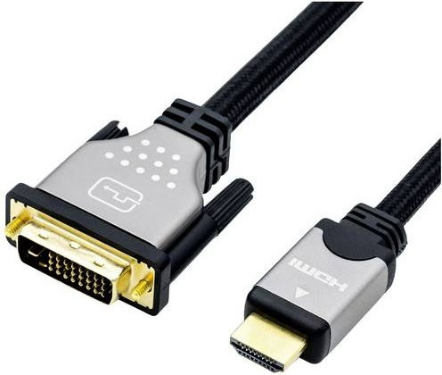 Roline DVI zu HDMI Anschlusskabel DVI-D 24+1pol. auf HDMI-A, 3,00 m, Schwarz/Silber, geschirmt - Bild 1