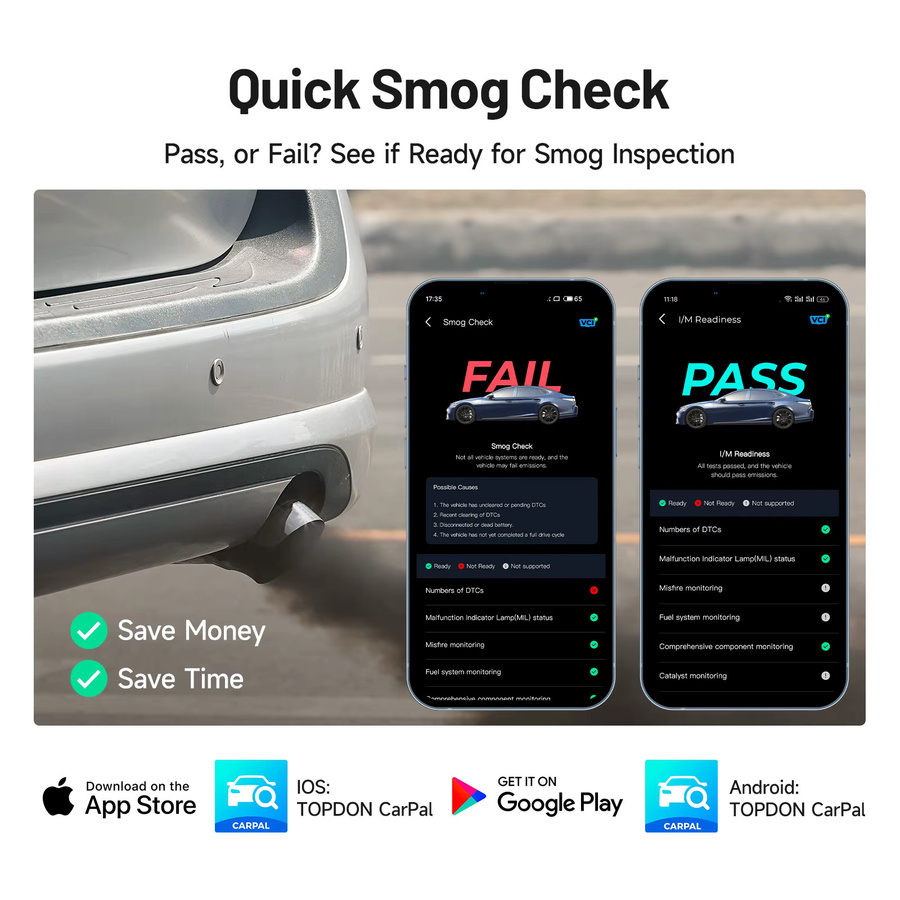 TOPDON CarPal OBD2 Codeleser Scanner für Auto-Gesundheitscheck, Abgasprüfung und Batterietest mit Vollsystem-Scan und 6 Reset-Diensten - Bild 5