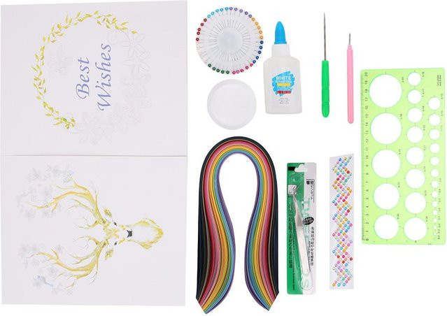 GoolRC Papierquilling Werkzeug Set für Anfänger mit 36 farbigen Papierstreifen, Quilling-Stift und Perlnadeln in Weiß und Multicolour - Bild 1