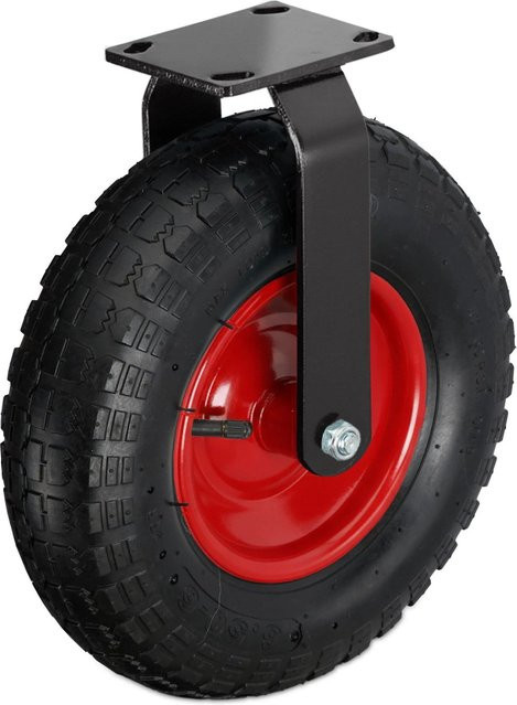 Relaxdays Bockrolle aus Stahl mit Gummibereifung in Schwarz und Rot, B/T/H: 35 x 30 x 8,5 cm - Bild 1