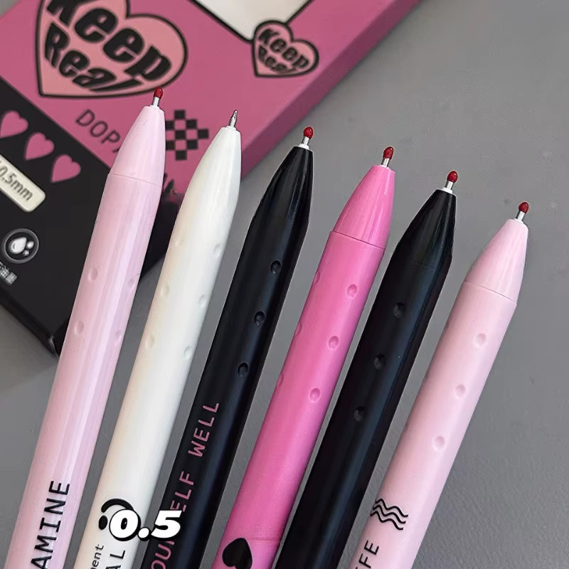 6-teiliges Set schwarze herzförmige Übungsstifte mit 0,5 mm Strichstärke aus Kunststoff - Bild 4