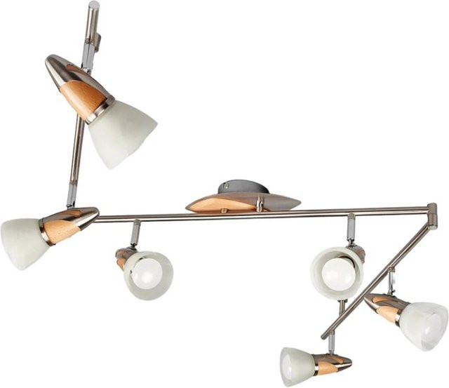 Lindby Deckenlampe Marena 6-flammig aus Metall und hellem Holz im Landhaus Vintage Stil mit E14 Fassung - Bild 1