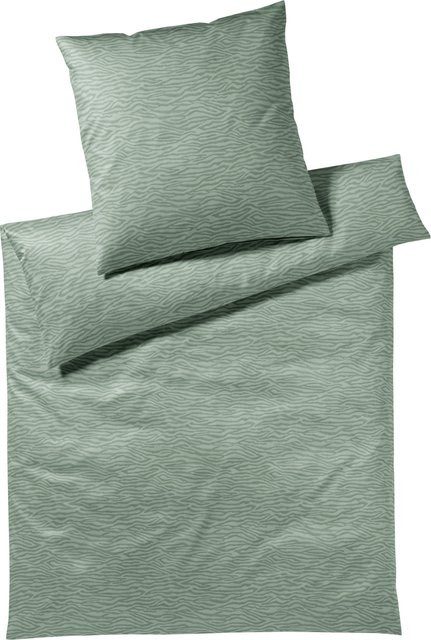Bettwäsche ETOSHA aus Mako-Satin in Grün mit Bettbezug und Kissenbezug, B/H: 155 x 220 cm und 80 x 80 cm - Bild 1