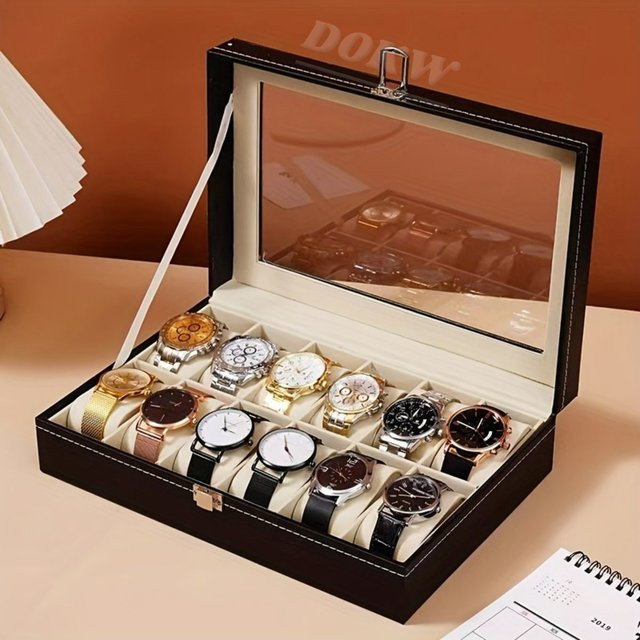 DOKW Uhrenbox, 12 Fächer, Schwarz, Unisex - Bild 1