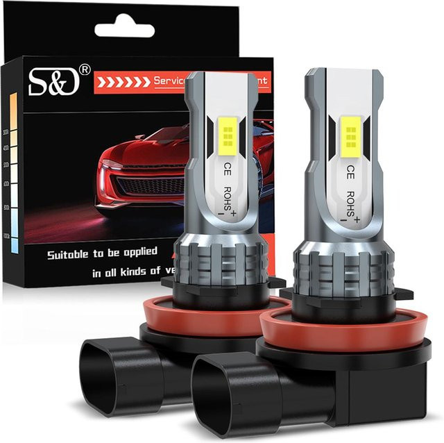 2 Stück Auto LED Nebelscheinwerfer und Tagfahrlichtbirnen H11 H8 H9 H4 H7 9005 HB3 9006 HB4 CSP in Weiß 6000K - Bild 1