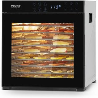 VEVOR Dörrgerät aus Edelstahl mit 10 Schalen, 1000 W elektrischer Dörrautomat in Silber mit einstellbarer Temperatur für Fleisch, Obst, Gemüse und Kräuter - Bild 1