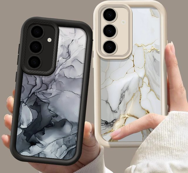 Weiche Silikonhülle mit Marmor-Design für Samsung Galaxy S25 S24 S23 S22 Ultra Plus S21 S24 FE A56 A55 A54 A53 A36 A34 A26 A25 A15 A14 in Weiß - Bild 1