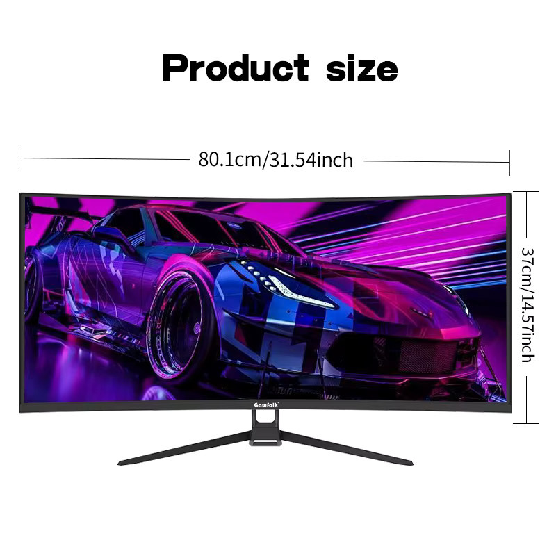 Gawfolk Curved Gaming-Monitor 34 Zoll UWQHD 3440 x 1440P, 1500R Ultra-Wide PC-Bildschirm mit 165 Hz und VA-Panel, Schwarz - Bild 2