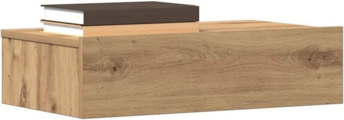 Nachttisch Vidaxl in Eiche Natur und Beige aus Holzwerkstoff im minimalistischen Design, Breite: 60 cm, Tiefe: 35 cm - Bild 1