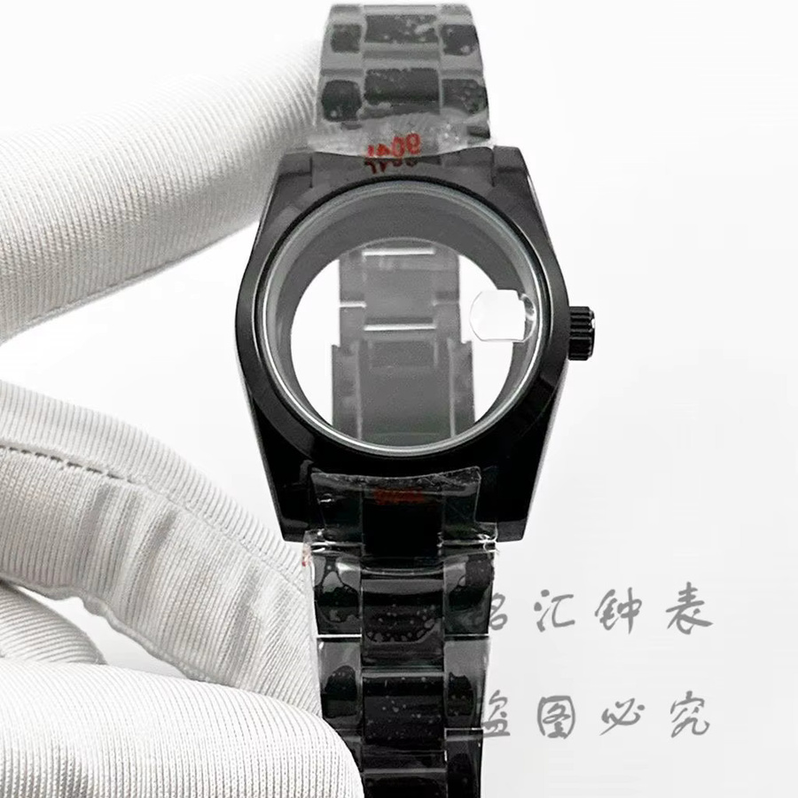 LIYAN Uhrengehäuse Edelstahl, Schwarz, Saphirglas, 36mm/40mm, Unisex - Bild 3