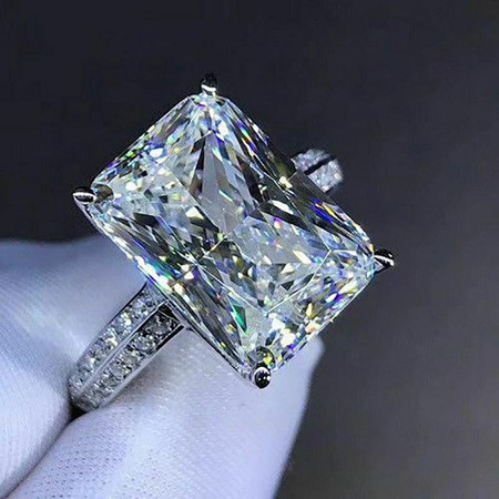 YIRAN Jewelry Verlobungsring, quadratischer Kristallstein, grau, Damen