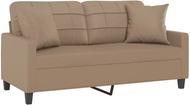 vidaXL 2-Sitzer-Sofa in Braun mit Zierkissen aus Kunstleder und Metallrahmen für dein Wohnzimmer - Bild 1