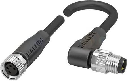 Balluff BCC02TW Verteilerleitung mit Buchse gerade und Stecker gewinkelt, 4-polig, Schwarz, 2,00 m - Bild 1