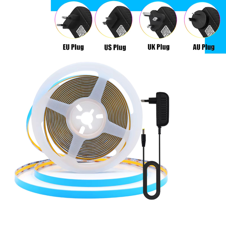HEGEHE COB LED Streifen Kit mit Netzteil, Warmweiß/Naturweiß, IP20, DC 12V 24V, 528 LEDs/m - Bild 3