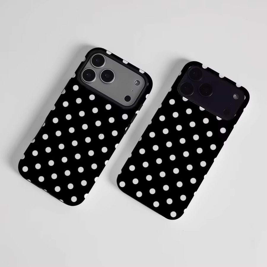 CaseLumi Matte Bumper MagSafe Hülle für iPhone 17 16 15 14 13 Pro Max Stoßfeste PC Schutzhülle mit Polka Dots in Schwarz und Weiß - Bild 3