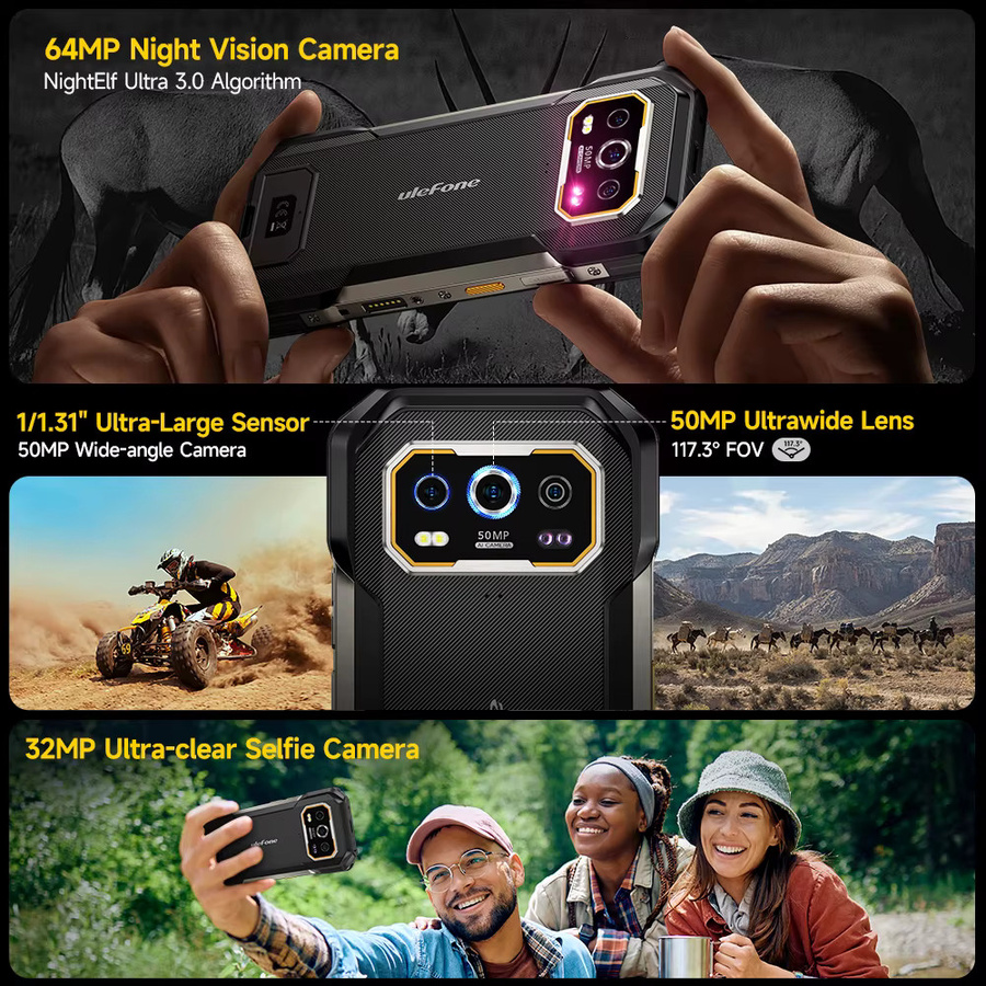 Ulefone Armor 27 Pro 5G Smartphone Schwarz mit 256 GB Speicher, 10600 mAh Akku, 50 MP Kamera, Android 14 und NFC - Bild 4
