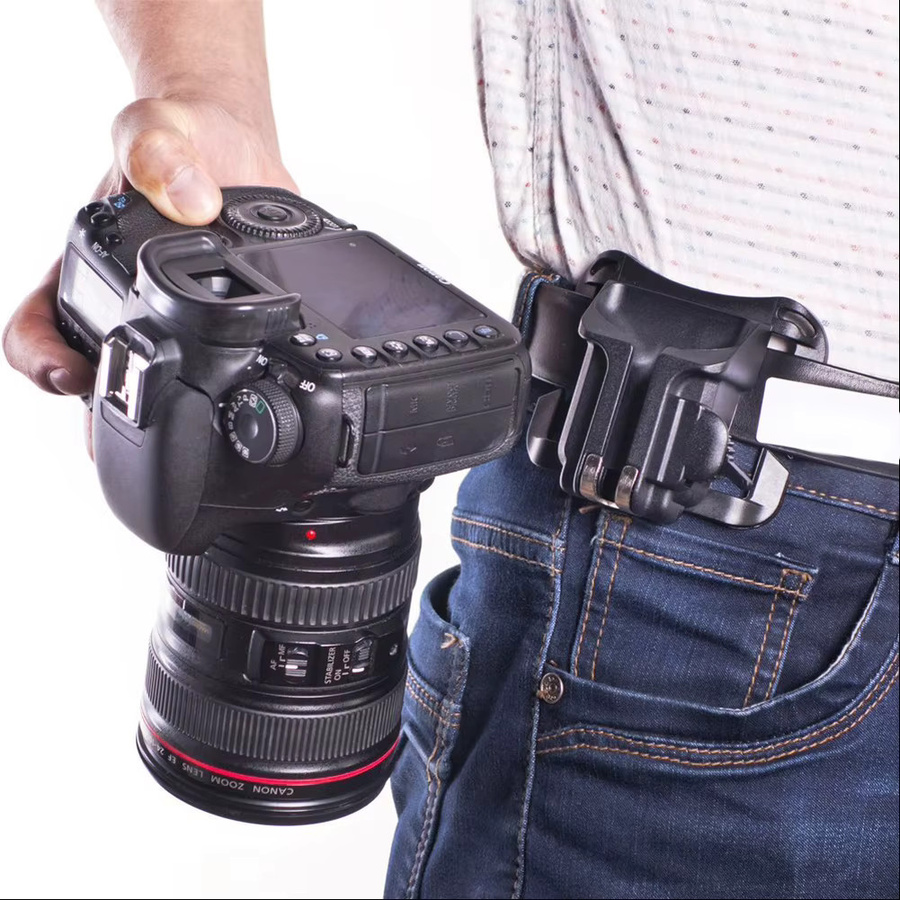 Schnellladender Holsteraufhänger für DSLR-Kameras mit Taillengürtelschnalle und Schnellverschluss in Schwarz für Canon, Sony und Nikon - Bild 3