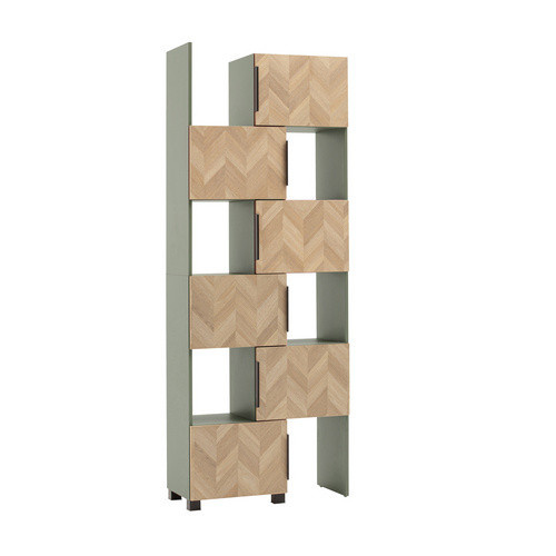 Schildmeyer Schieberegal Piazza in Pistazie Grün mit Eiche Nachbildung und Fischgräten-Design, B/H/T: 78 x 101,6 x 34,7 cm - Bild 2