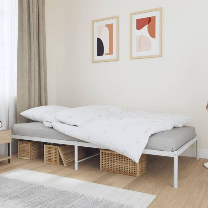 Vidaxl Metallbett aus Stahl in Weiß, klassisch und minimalistisch, B/T: 100 x 200 cm - Bild 1
