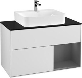 V&B Waschtischunterschrank Finion 100 in Anthrazit und Weiß, lackiert, B/T/H: 100 x 50,1 x 50,1 cm - Bild 1