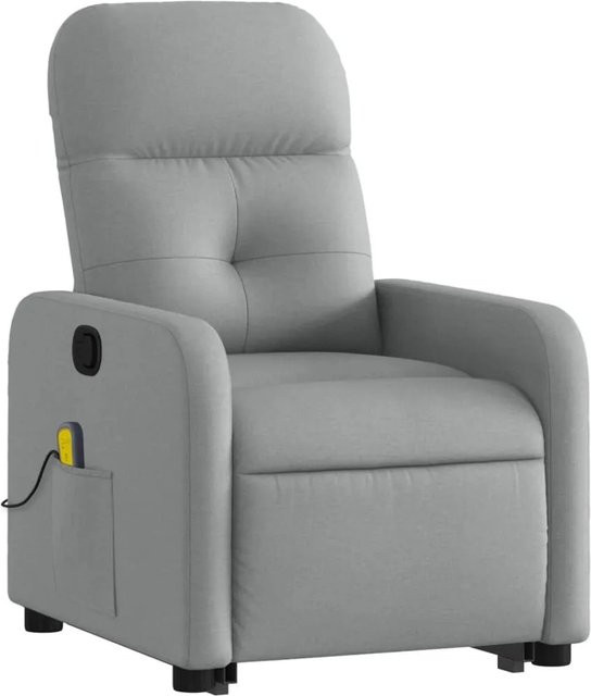 vidaXL Massagesessel Modell 16 mit Aufstehhilfe in Hellgrau aus Samt und Schaumstoff - Bild 1
