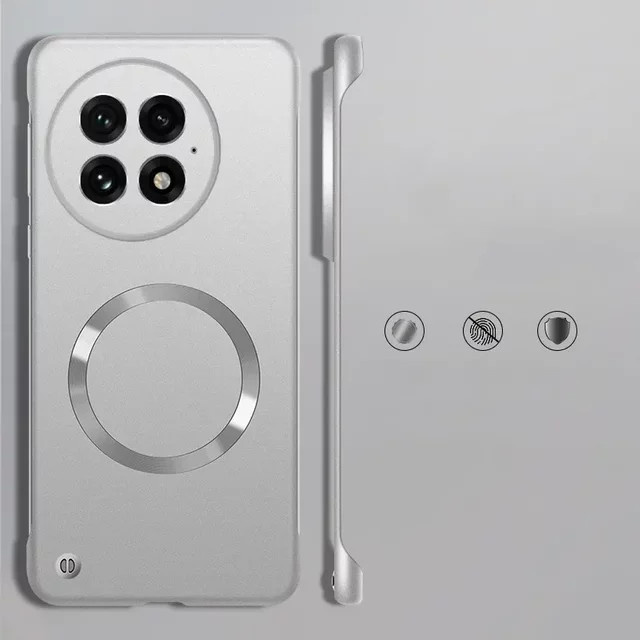 Magnetische Handyhülle für OnePlus Ace 6 und Ace 513R 12 Nord, ultradünnes metallisches Design, rahmenlos und stoßfest, Farbe: Silber - Bild 1