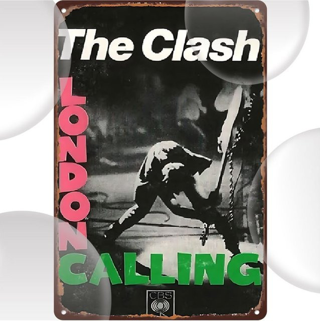 CIFBUY Vintage Metallblechschild The Clash London Calling Retro Punk-Rock Wandkunst, B/H: 20,3 x 30,5 cm, Mehrfarbig - Bild 1