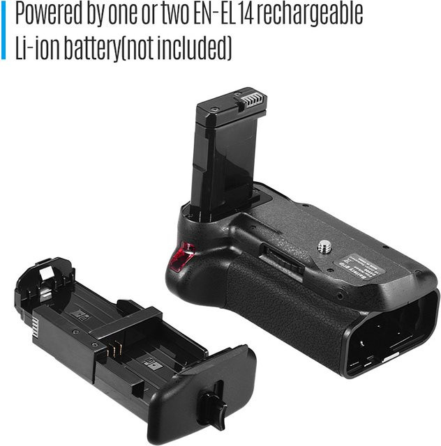 YOUTHINK Vertikaler Batteriegriff für Nikon D5500 und D5600 DSLR-Kameras, Schwarz, inklusive EN-EL 14 Akku und IR-Fernbedienung - Bild 1