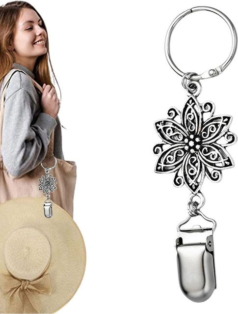 DIYelecs Taschenhut-Clip, Metallblume, gray - Bild 1