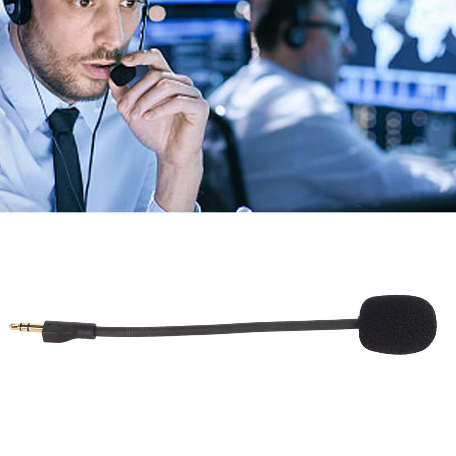 Flexibles Ersatzmikrofon für Logitech Pro und Pro X mit drehbarem 3,5mm vergoldetem Stecker in Schwarz - Bild 2