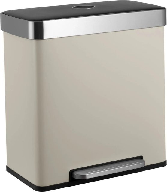 Svita LT2X30 Mülleimer mit 2 Fächern und Deckel, Treteimer mit Soft-Close-Funktion und herausnehmbaren Inneneimern, Farbe: Beige, Volumen: 60 l - Bild 1