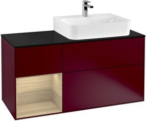 V&B Finion Waschtischunterschrank mit Abdeckplatte in Peony Matt und Oak Veneer, Breite: 120 cm - Bild 1