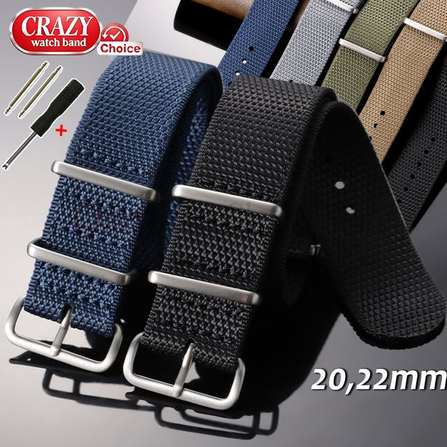 crazyband Uhrenarmband Nylon, 18/20/22 mm, Unisex - Bild 1