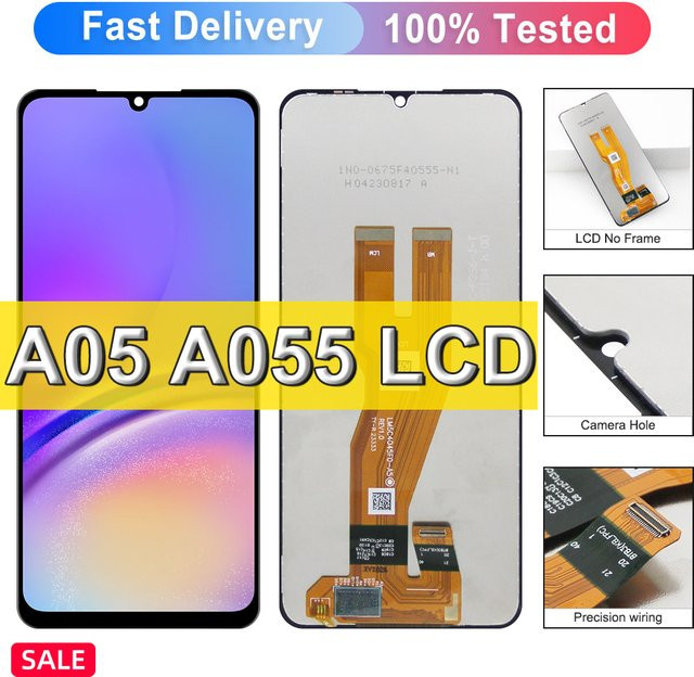 Samsung Galaxy A05 LCD Display Ersatz mit Rahmen und Touchscreen Digitizer in Schwarz - Bild 1