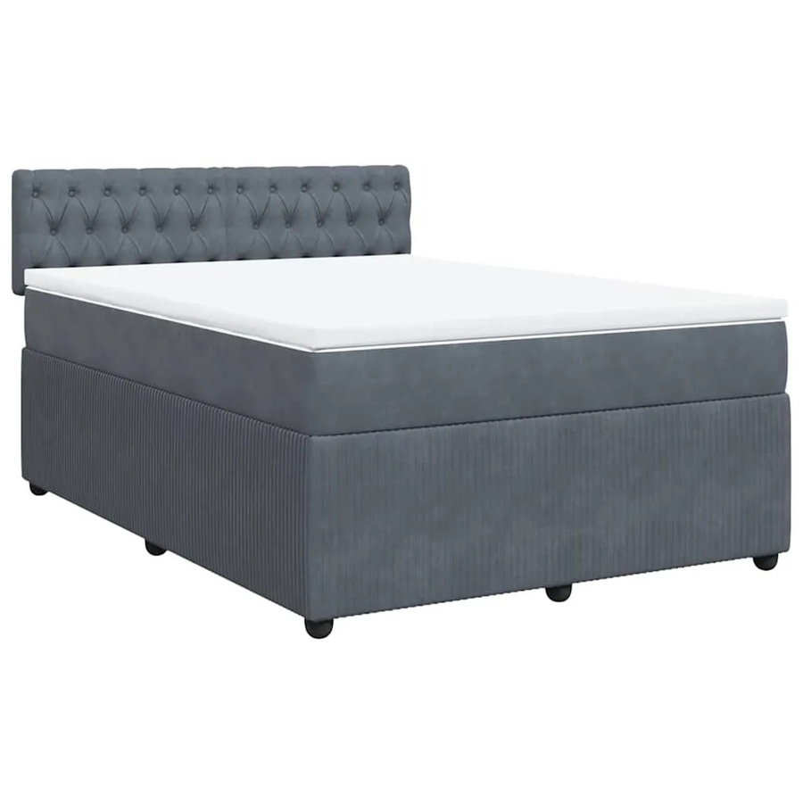 vidaXL Boxspringbett mit Matratze Dunkelgrau aus Samt, Hybrid-Design mit Taschenfederkern, B/T: 160 x 200 cm - Bild 2