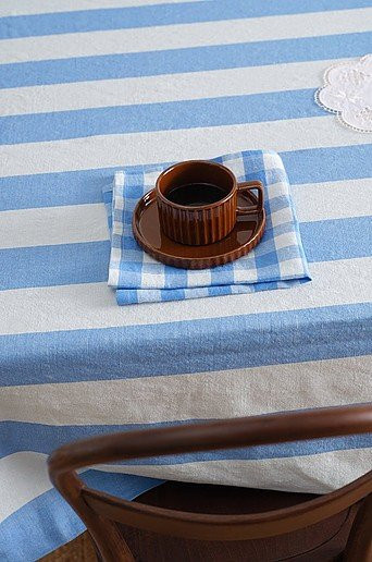 Jotex Tischdecke SANNE aus Leinen-Mix in Blau mit Streifen-Design - Bild 1