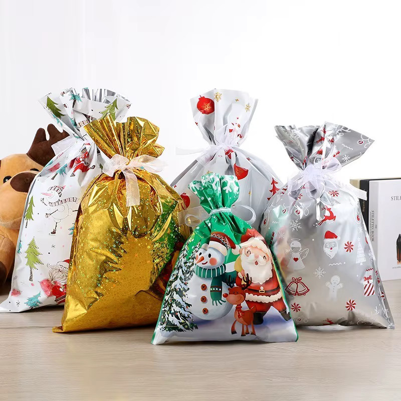 Weihnachten Kordelzug Geschenkbeutel in Mehrfarbig mit Textilmaterial zur Weihnachtsbaum Dekoration und als Party Zubehör - Bild 2