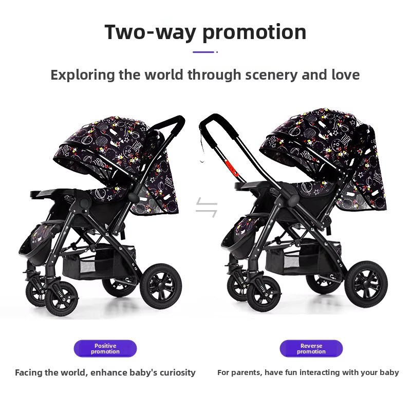 Stoßdämpfender und faltbarer Babykinderwagen mit umkehrbarem Sitz für Neugeborene und Kleinkinder - Bild 2