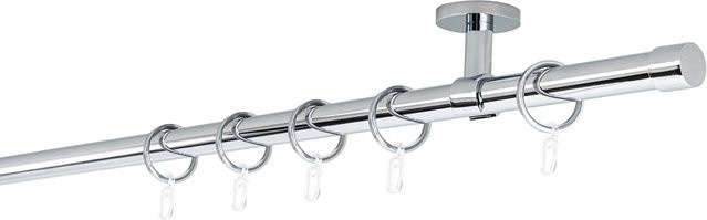 ONDECO Deckenträger Classic 1-läufiges Rohr mit Endstück Cap in Chrom Silber, Länge: 400 cm, Durchmesser: 20 mm - Bild 1