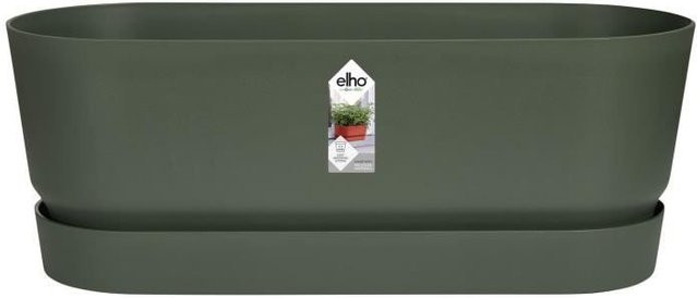 ELHO Ovale Jardinière GREENVILLE Pflanzschale aus recyceltem Kunststoff in Grün, Durchmesser: 49 cm, Höhe: 18,4 cm, Tiefe: 19,8 cm - Bild 1
