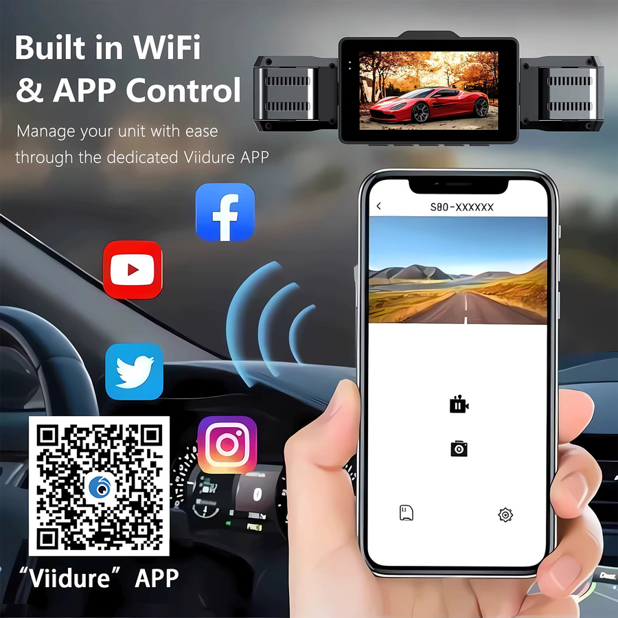 Maxtoss 4-Kanal Full HD 1080P Auto-DVR Dashcam mit 360 Grad drehbarer Kamera und Nachtsicht in Schwarz - Bild 5