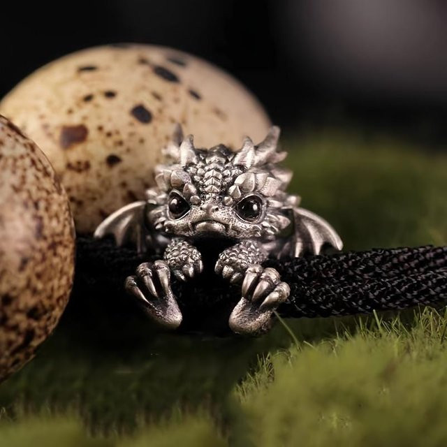 Drachen-Charm-Armband, Zinklegierung, Schwarz, Damen - Bild 1