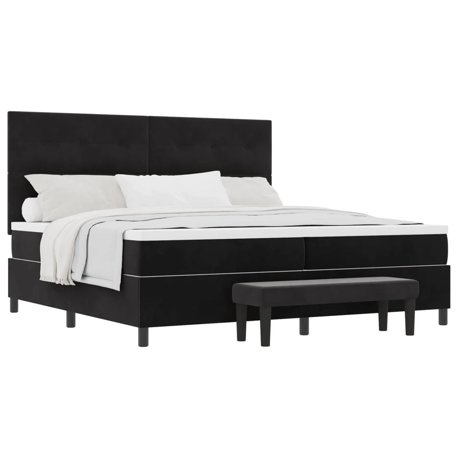 vidaXL Boxspringbett mit Matratze in Schwarz aus Samt, B/T: 200 x 200 cm - Bild 2