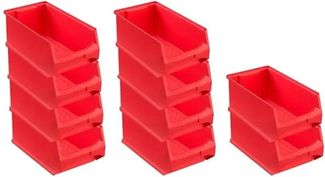 PROREGAL SparSet 10er Pack Sichtlagerboxen Rot, 7,2 Liter, H x B x T: 15 x 20 x 35 cm - Bild 1