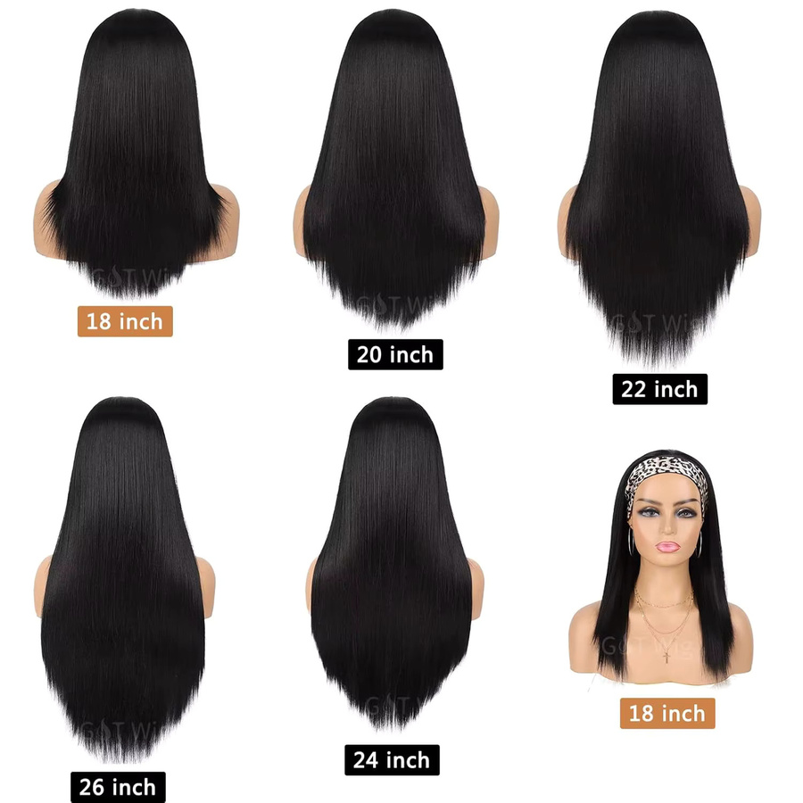 G&T Wig Stirnband-Perücke, schwarz, gerade, synthetisch, Damen - Bild 4