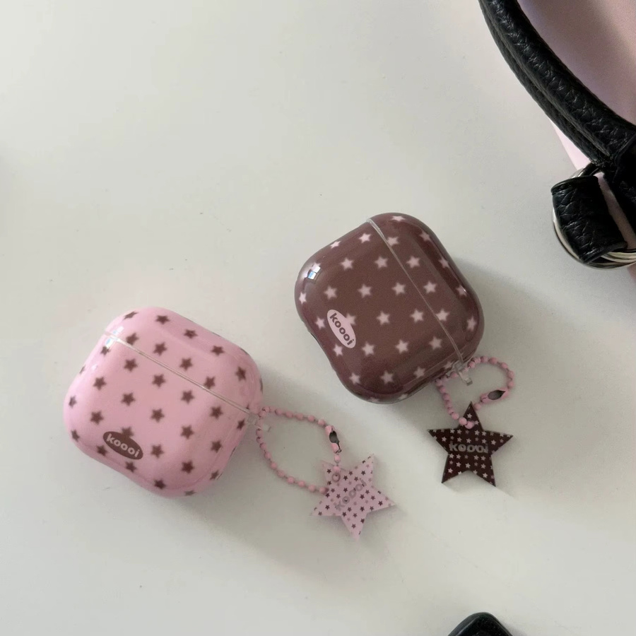 Apple AirPods Schutzhülle mit Sternmuster und Ring in Rosa-Braun für AirPods 1 2 3 4 Pro 2 Pro 3 - Bild 2