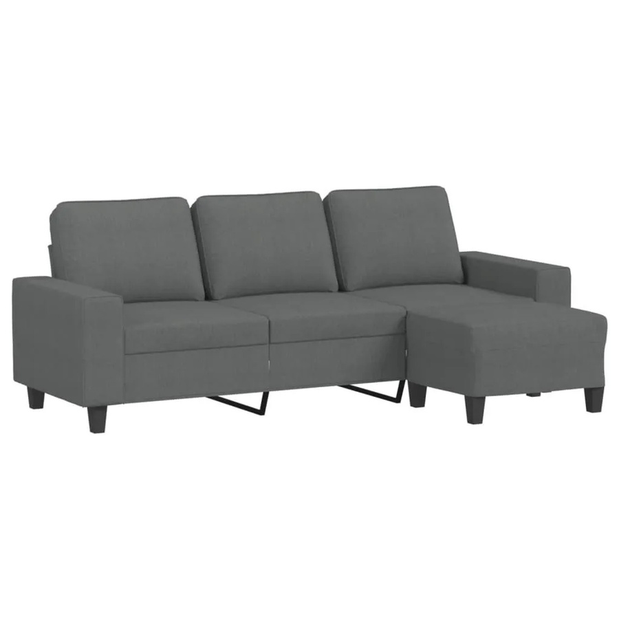 vidaXL 3-Sitzer-Sofa mit Hocker in Dunkelgrau, modernes Stoffsofa mit L-Form und passendem Ottoman für dein Wohnzimmer - Bild 2