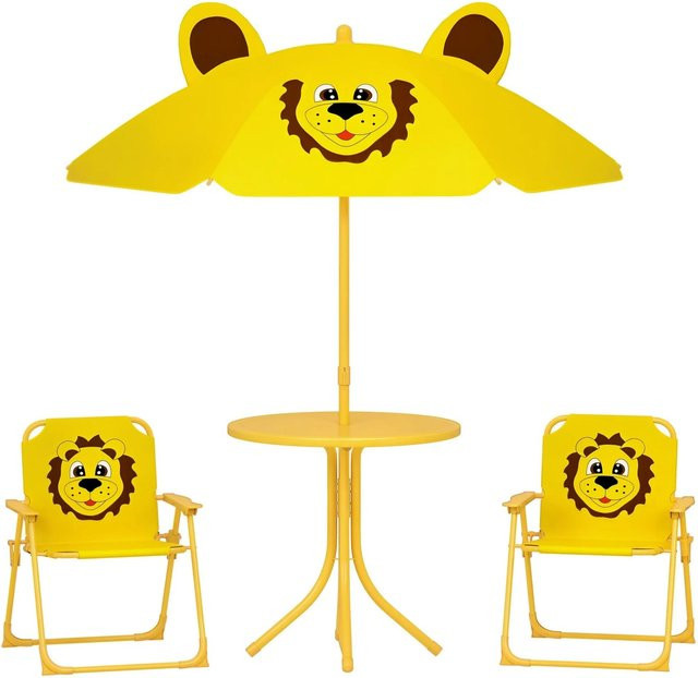 AIYAPLAY Kinder Garten Tisch und Stuhl Set aus Polyester in Gelb, B: 49,5 cm, T: 49,5 cm, H: 50 cm - Bild 1