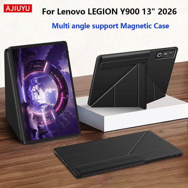 Magnetische Schutzhülle für Lenovo Legion Y900 13 Zoll Tablet 2026 TB522FU in Schwarz mit dreifach faltbarem Smart-Standfunktion Flip-Case - Bild 1